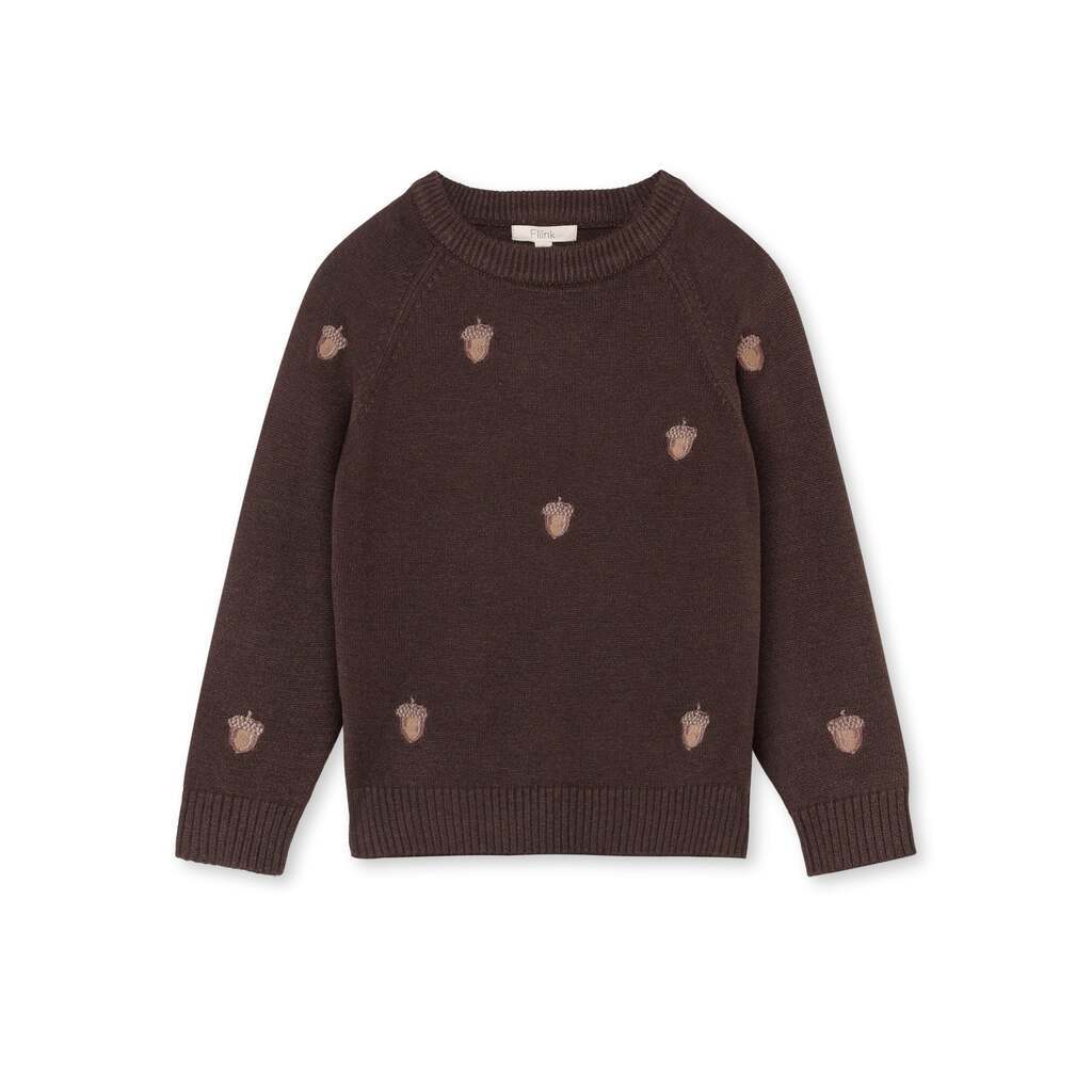 Fliink Benna Acorn Pullover - Coffee Bean - 80 cm