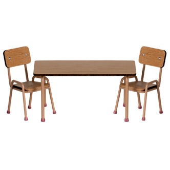 Maileg Bord og Stole Mus - Mørk Pudder