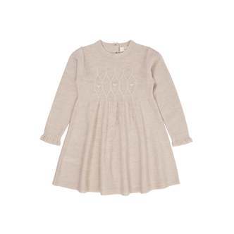 Copenhagen Colors Merino Cable Dress W. Hearts - Pale Cream Melange - 92 cm