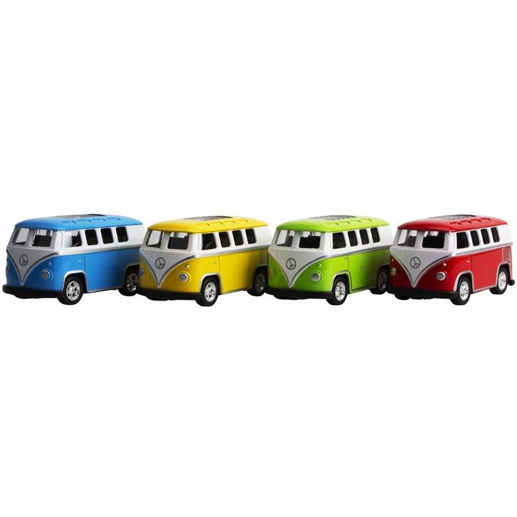 Magni VW Classic bus california med pull back - Blå, Gul, Grøn & Rød - Blå