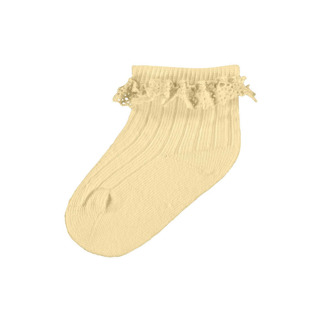Lil Atelier - Edolie Baby Ankelstrømpe med Blondekant - Double Creme - 50/56