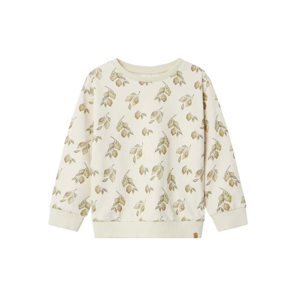 Lil Atelier Jobo Kio Loose Sweat shirt - Turtledove/Lemons - 92 cm