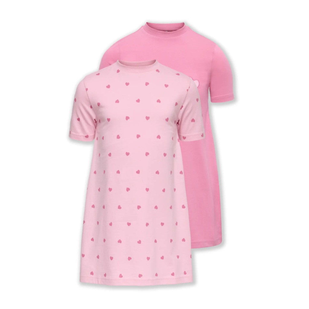Only Mini Rila 2 pak Nightwear Dress - Romance Rose Pant AOP Heart/Cashmere Rose - 92 cm