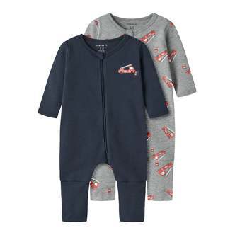 Name It Nightsuit 2 pak Firetruck - Grey Melange - 50 cm