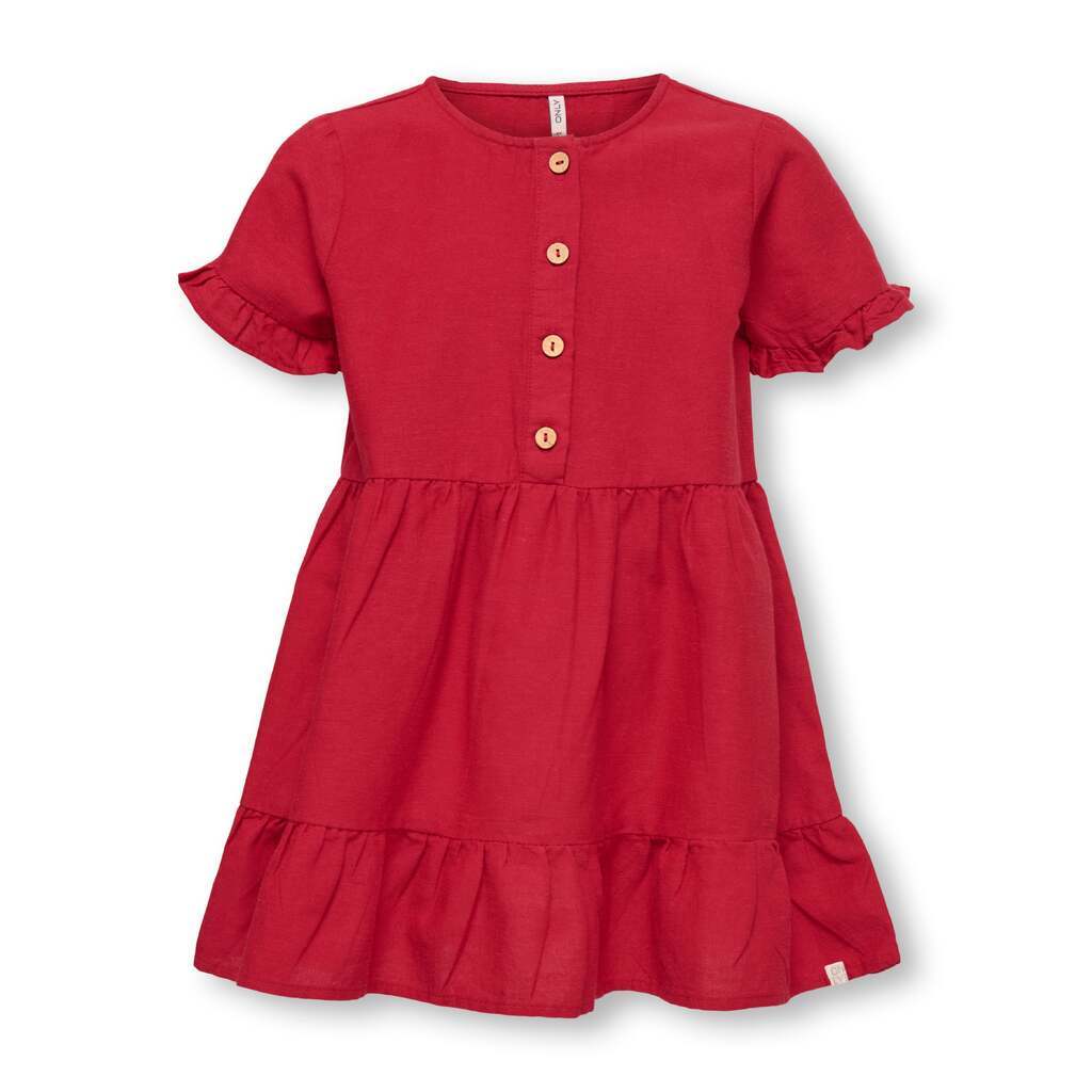 Only Mini Annabell Linen Dress - Equestrian Red - 92 cm
