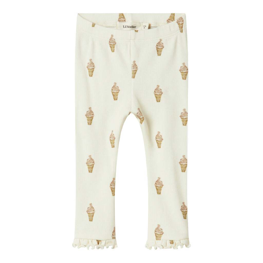 Lil Atelier Gavo Eka Legging - Turtledove/Ice Cream - 56 cm