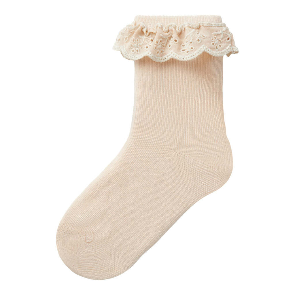 Lil Atelier - Dertrud Ankelstrømpe med Blondekant -  Shell - 19/21