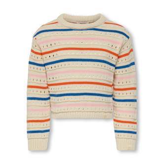 Only Mini Stina Life Stripe Knit - Tofu/Bleached Mauve - 92 cm