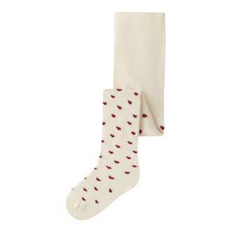Lil Atelier Reba Len Strømpebukser - Turtledove/Red Hearts - 86/92