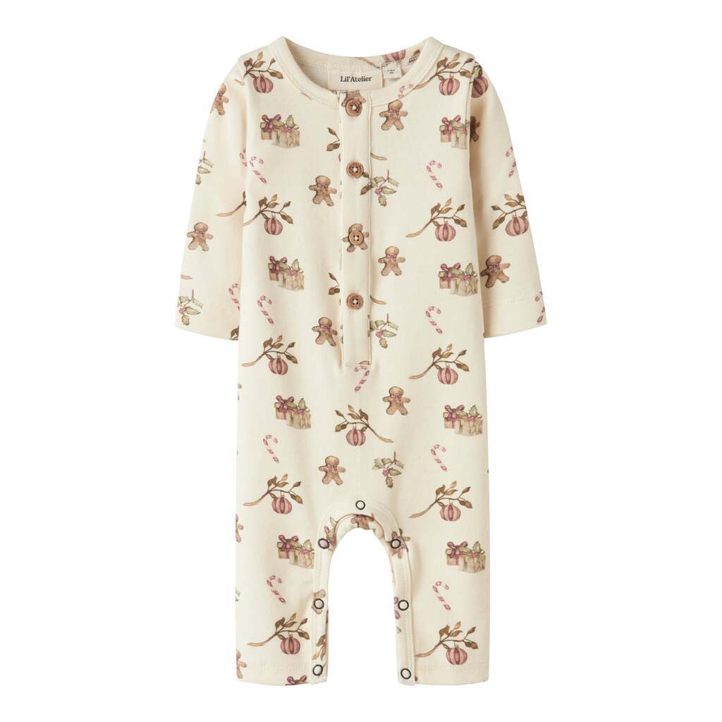 Lil Atelier Layo Gip LS Slim Suit - Turtledove/Christmas - 56 cm