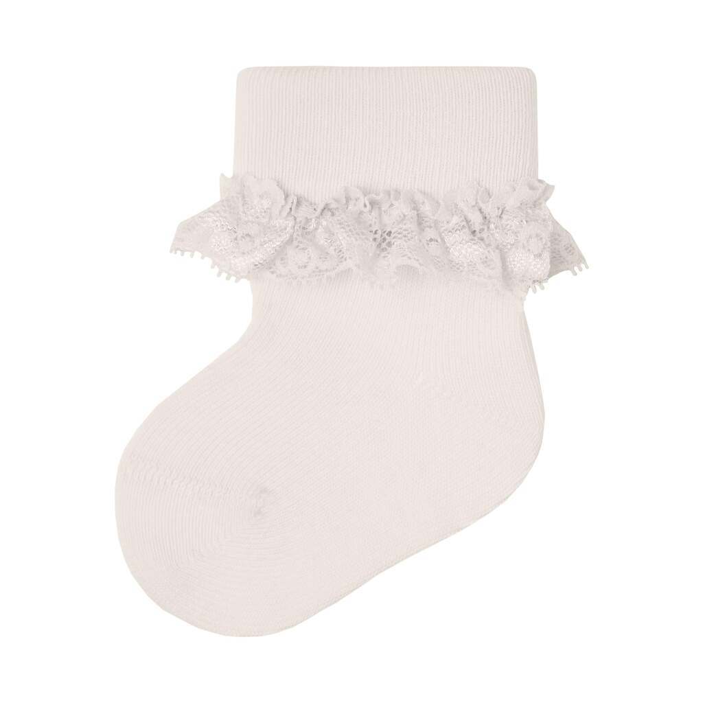 Name It Opagna Strømpe med Blondekant - Bright White - 50/56