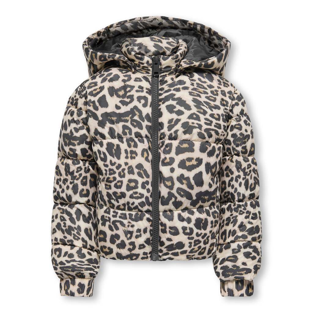 Only Mini Dalia Short Puf Jacket - Silver Mink/Leo - 92 cm