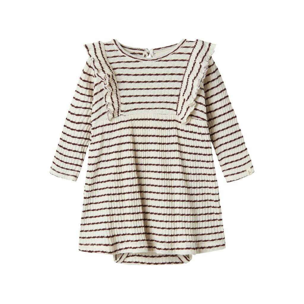 Lil Atelier Sophia LS Body Dress - Hot Chocolate - 56 cm