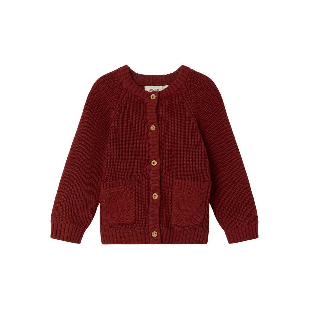 Lil Atelier Emlen Lis Knit Cardigan - Spiced Apple - 92 cm