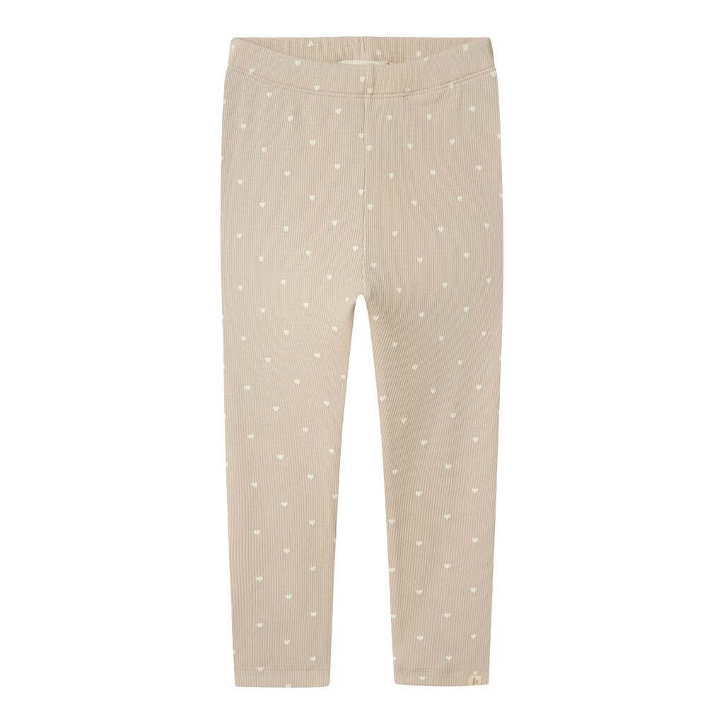 Lil Atelier Gago Slim Leggings med Hjerter - Gray Morn Heart - 92 cm