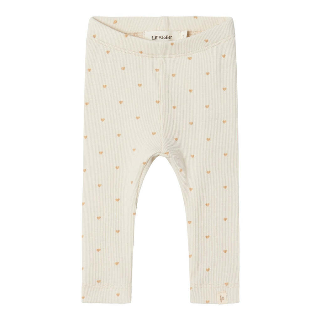 Lil Atelier Gago Leggings med hjerter - Turtledove - 56 cm