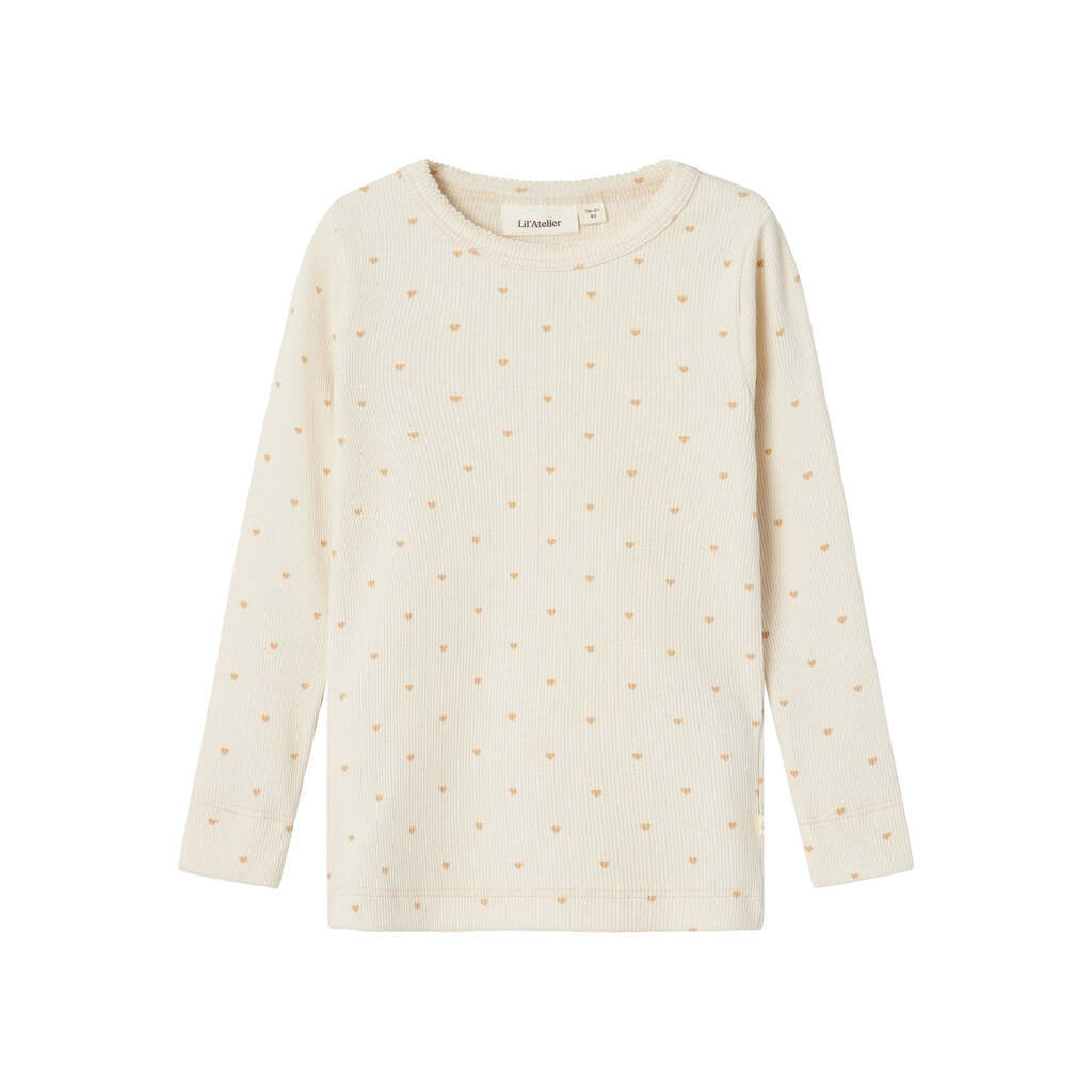 Lil Atelier Gago Slim Shirt med Hjerter - Turtledove - 92 cm