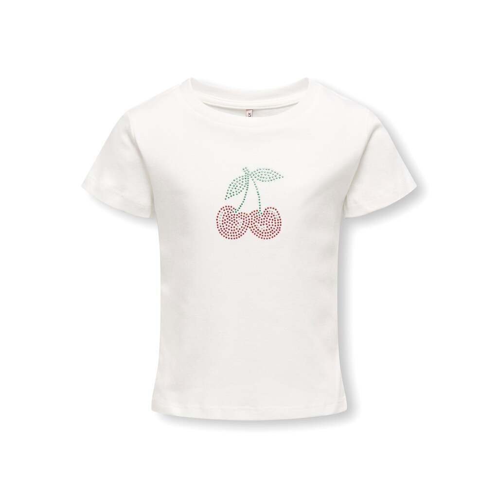 Only Mini Kira Life Bling Top - Cloud Dancer/Cherry - 92 cm