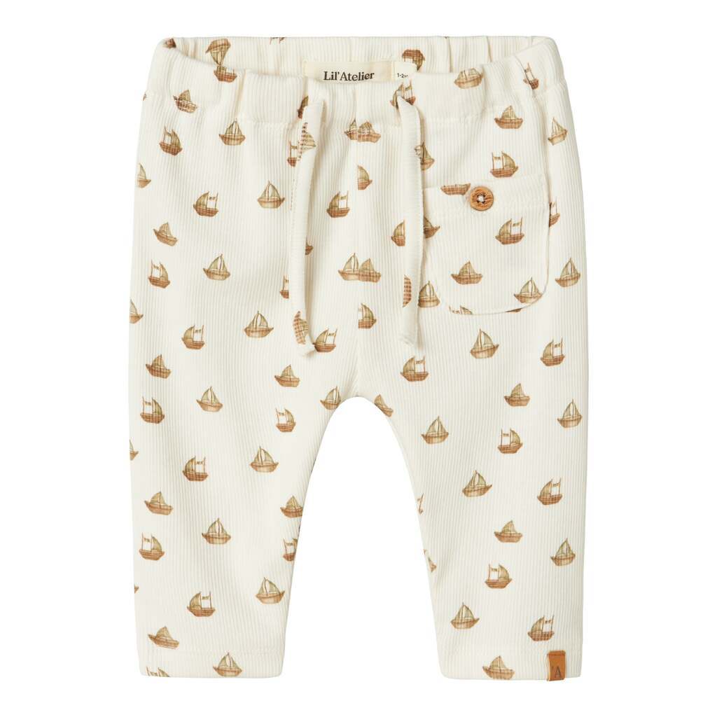 Lil Atelier Lavo Eko Loose Pants - Coconut Milk/Boat - 56 cm