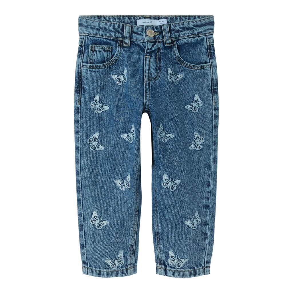 Name It Bella Mom Jeans - Medium Blue Denim/Butterfly - 86 cm