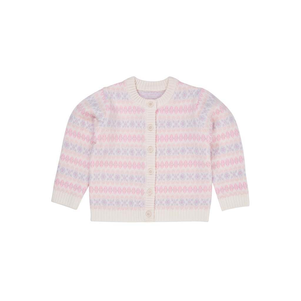 Copenhagen Colors Merino Pattern Cardigan - Lavender Combi - 80 cm