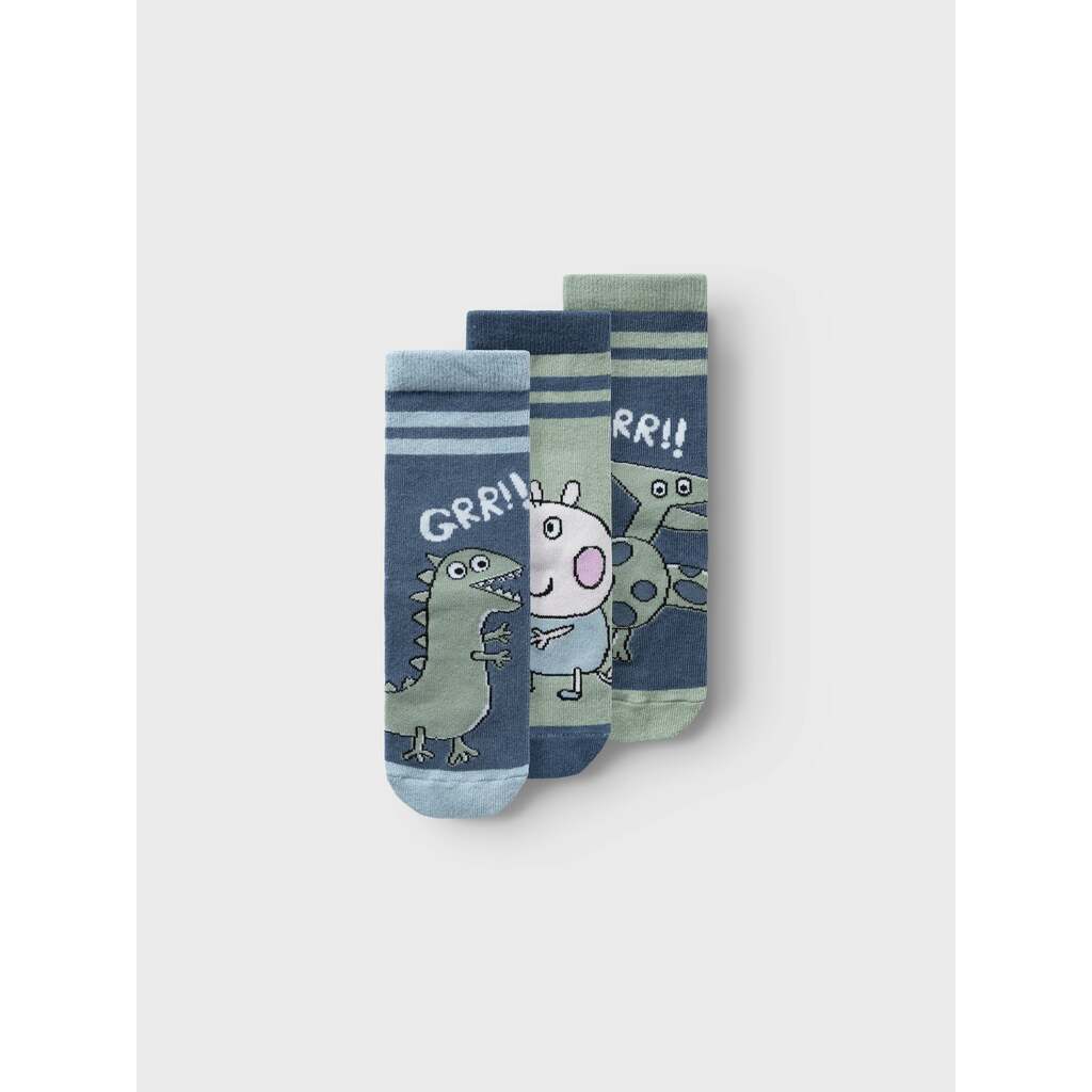 Name It Adinis Gurli Gris 3 pak strømper - Bering Sea - 19/21 cm