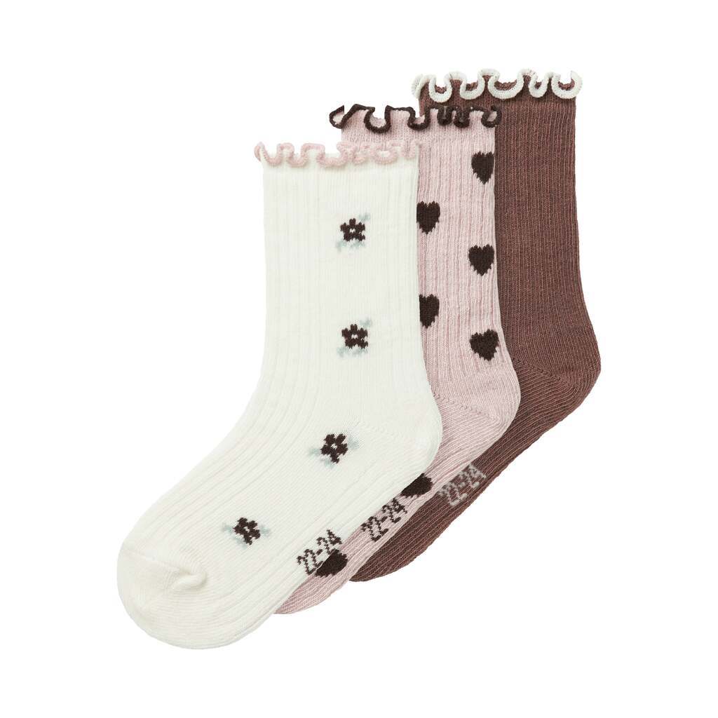 Name It Netti 3 pack strømper - Cloud Dancer - 22/24 cm