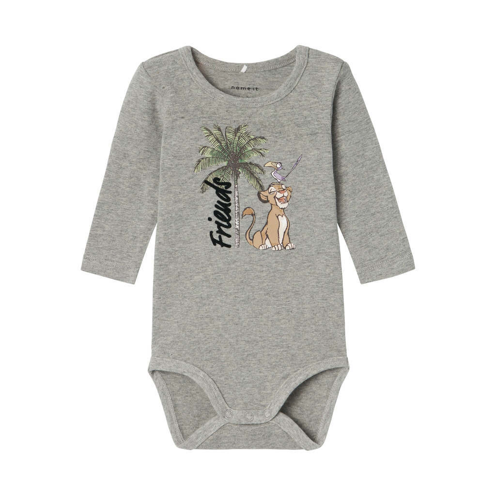 Name It Jebbi Løvernes Konge Body - Grey Melange - 50 cm