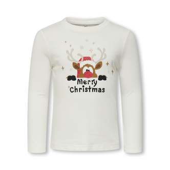 Only Mini Xmas Life Yrsa Christmas Top - Cloud Dancer - 92 cm