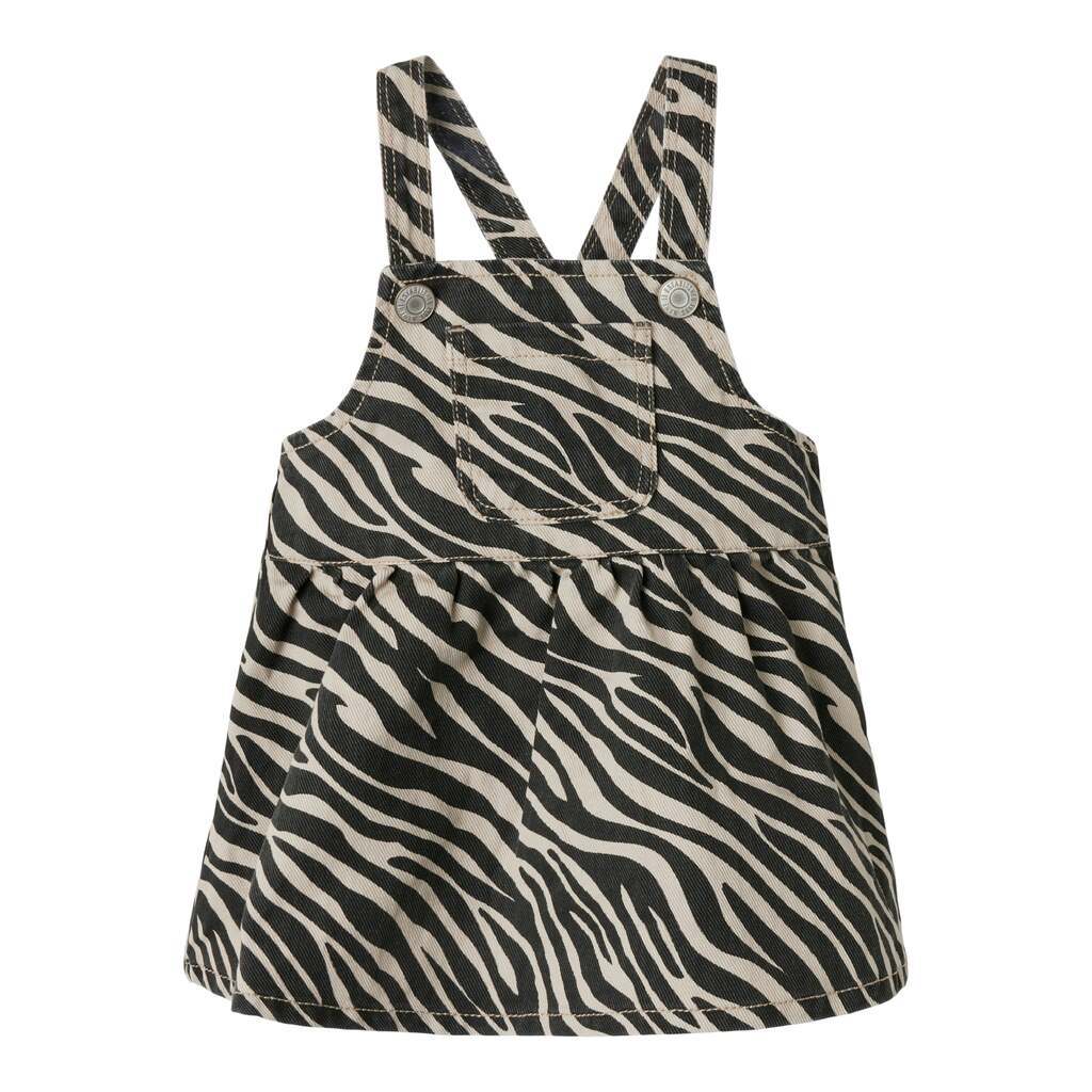 Name It Oda Twill Bibskirt - Cement/Zebra - 50 cm