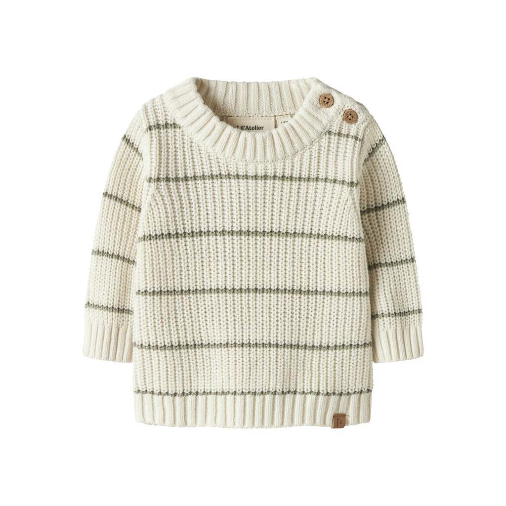 Lil Atelier Emlen LS Knit Stripes - Coconut Milk/Stripes - 56 cm