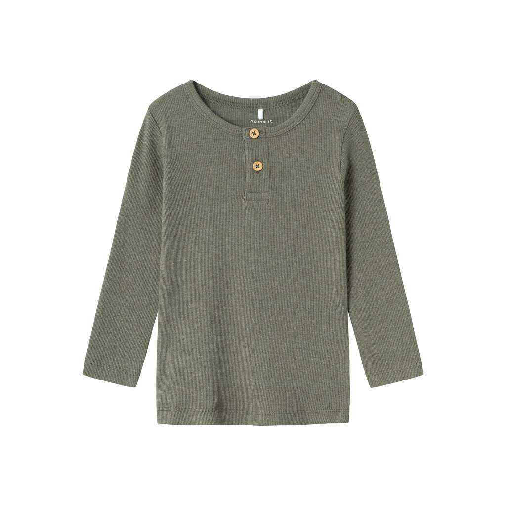 Name It Kab Ls Shirt Noos - Dusty Olive Melange - 86 cm