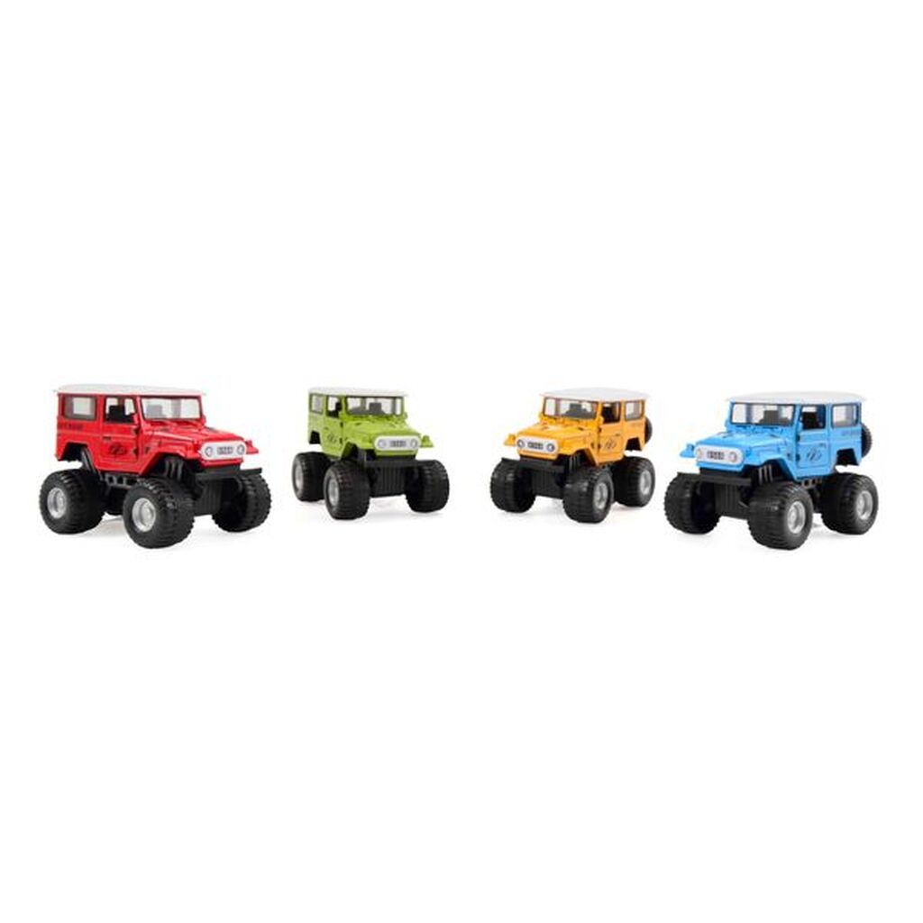 Magni  Monster Truck med Pull back - Rød, Grøn, Blå & Gul - Rød