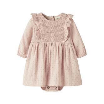 Lil Atelier Dembe LS Loose Body Dress - Peach Whip - 56 cm