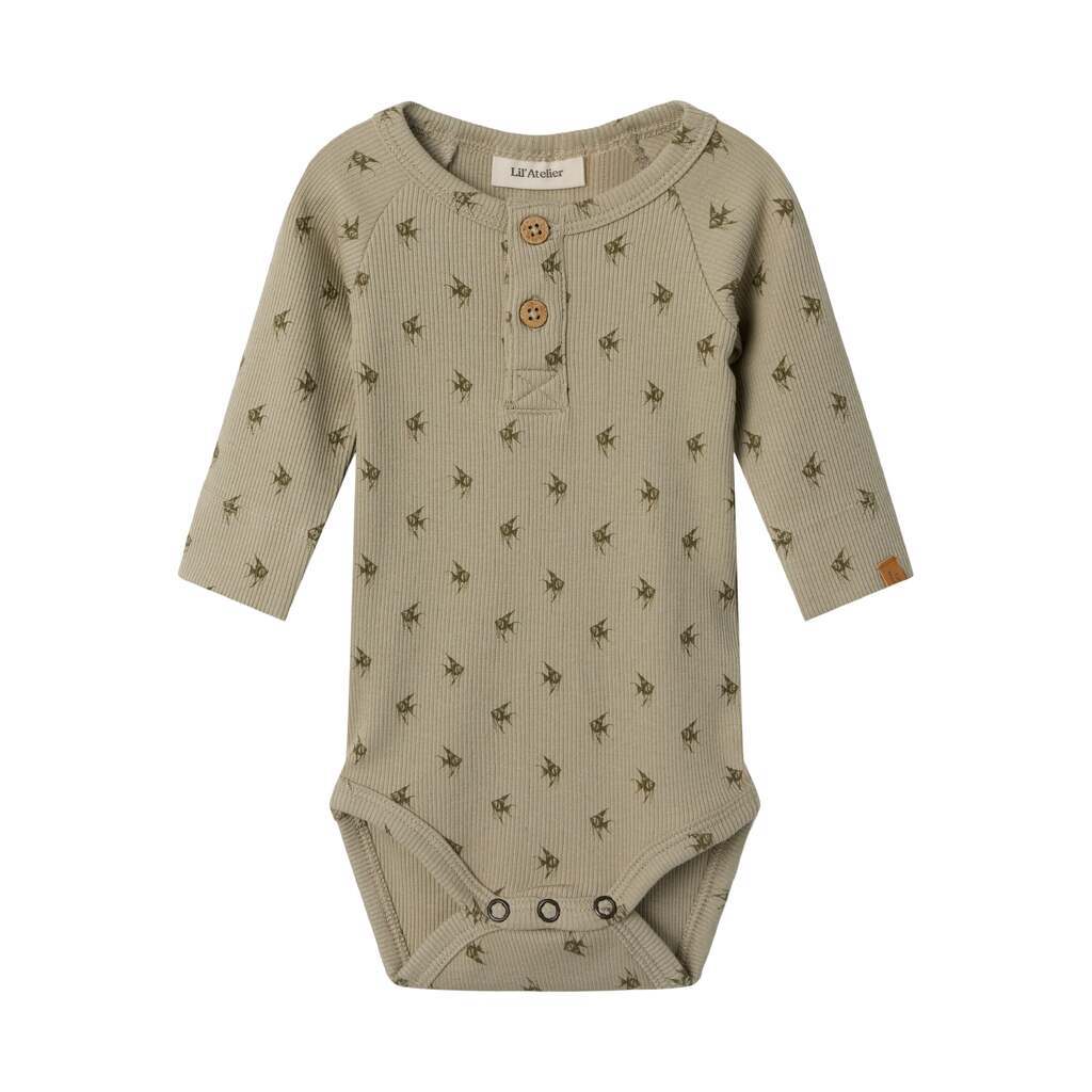 Lil Atelier Gago Kip Slim body - Moss Gray - 56 cm