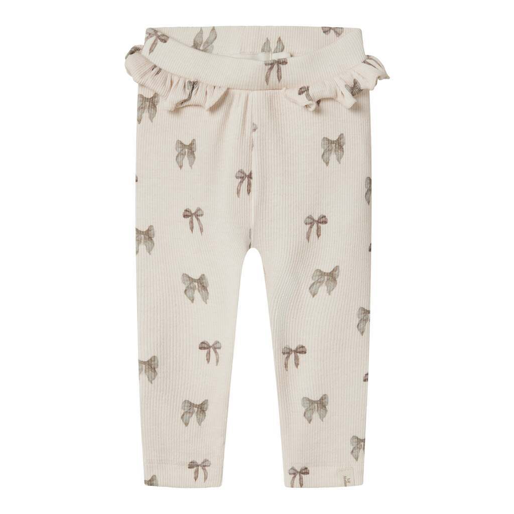 Lil Atelier Gavo Efi Slim Leggings NOOS - Silver Peony/Bow - 56 cm