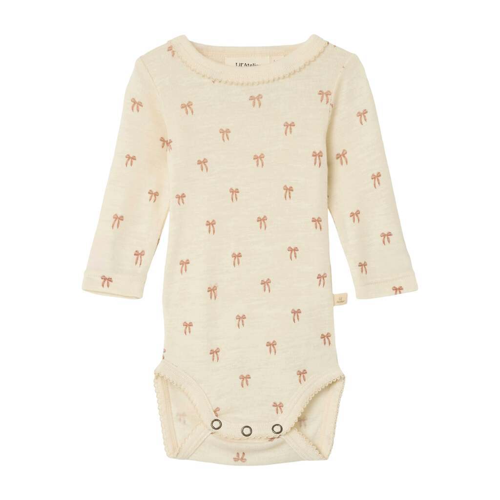 Lil Atelier Nalu Wool Body - Turtledove/Bow - 56 cm