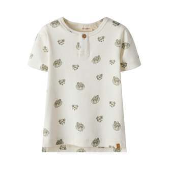Lil Atelier Gayo Sil SS Top - Coconut Milk/Frog - 92 cm
