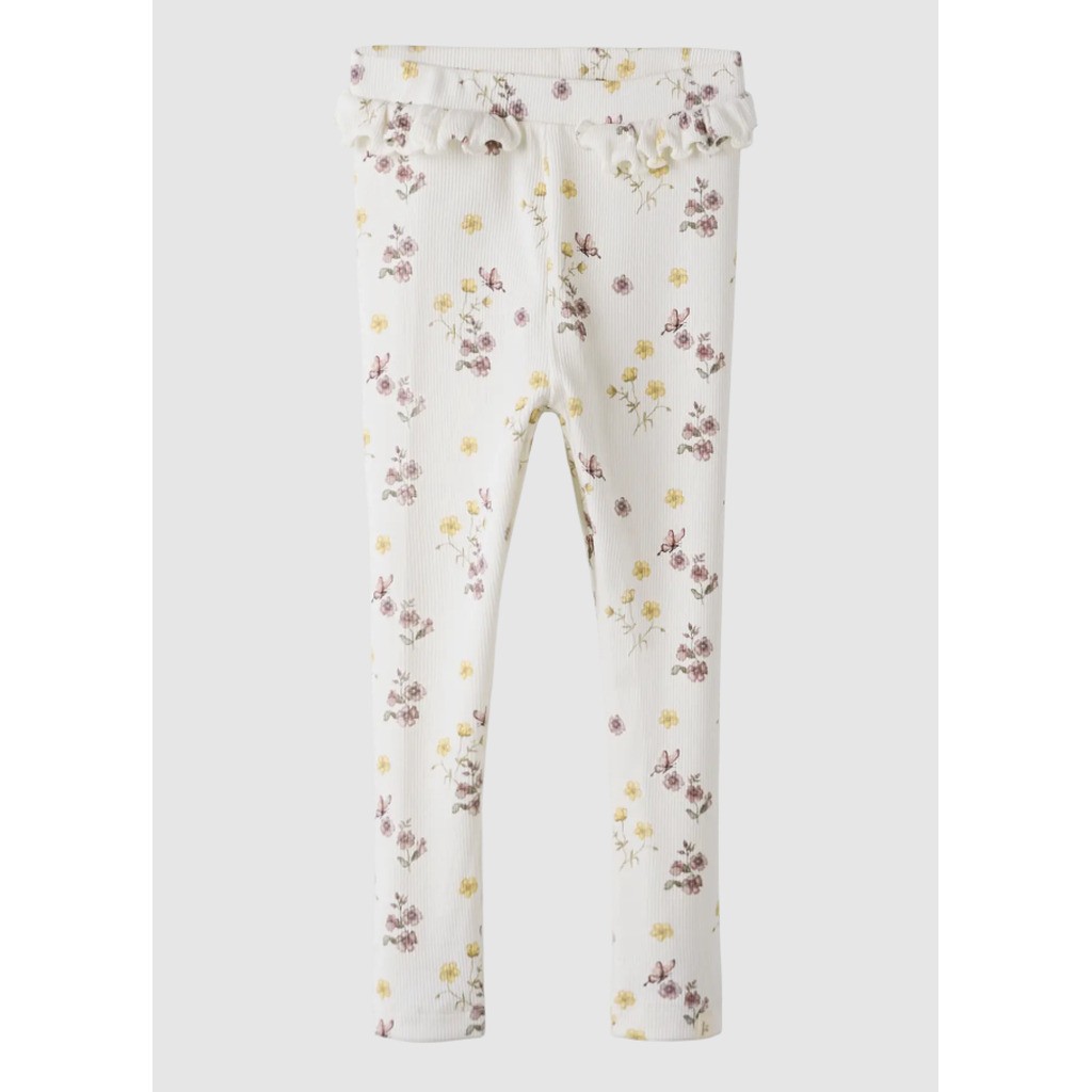 Lil Atelier Gavo Efi Slim Leggings NOOS - Coconut Milk/Flower Mix - 92 cm