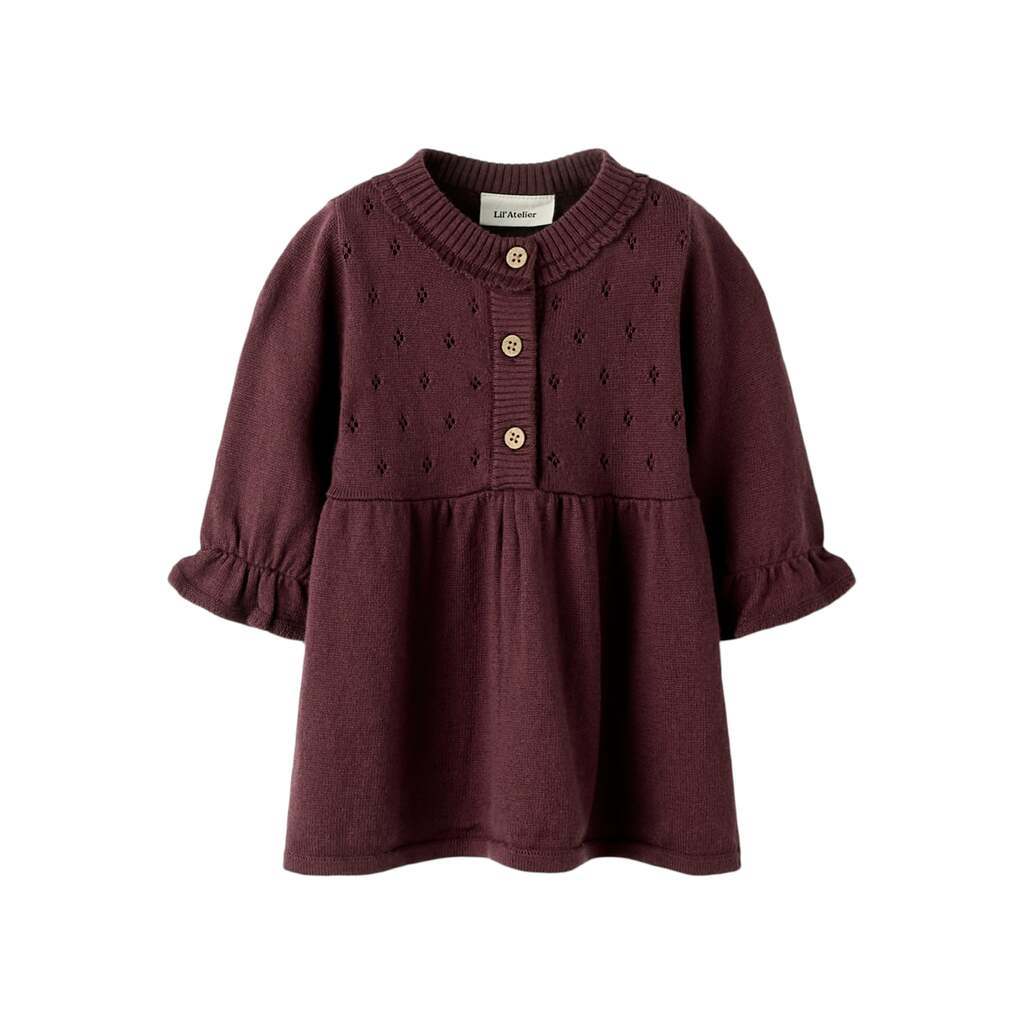Lil Atelier Nimi LS Knit Dress - Catawba Grape - 56 cm