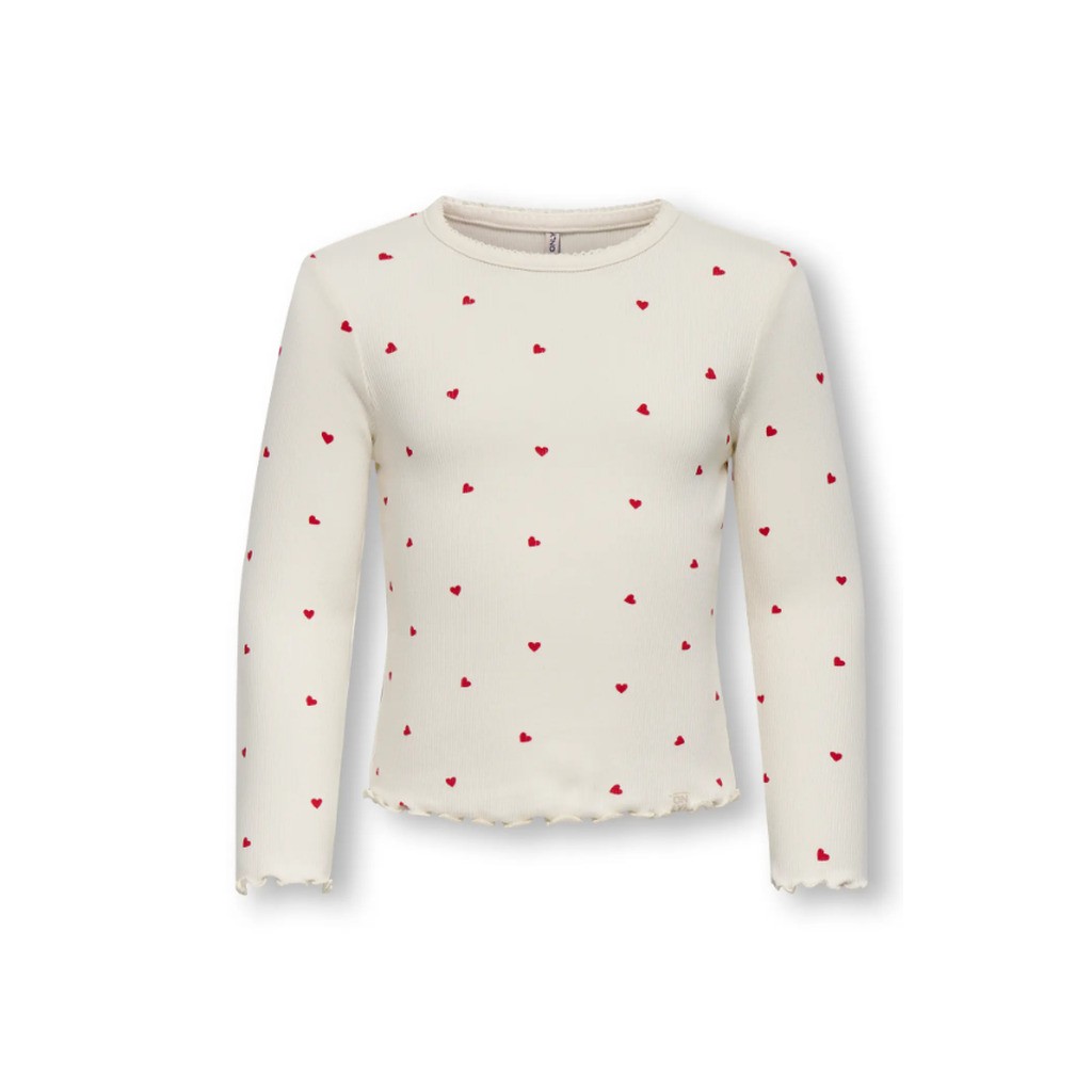 Only Mini Trinny Life LS Top - Tofu Heart - 92 cm