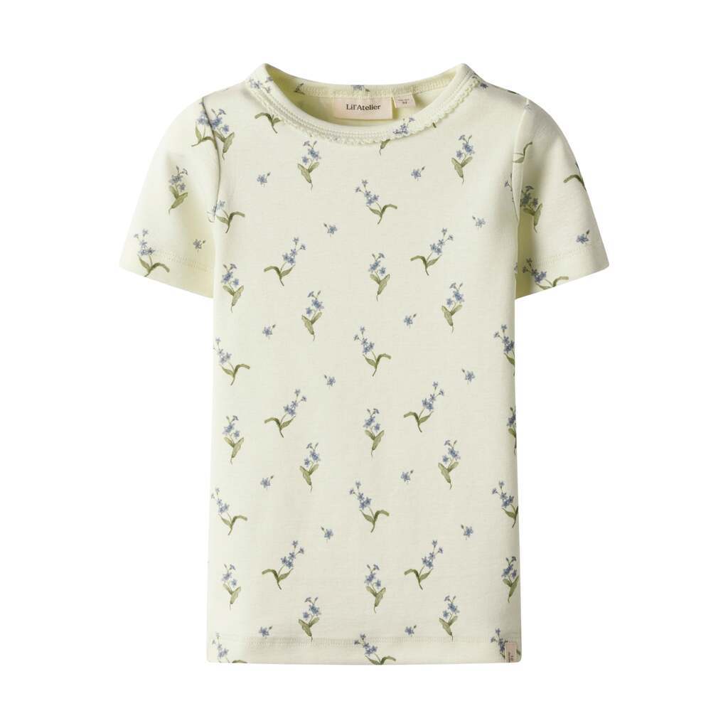 Lil Atelier Gayo Sig SS Top - Coconut Milk/Forget med not - 92 cm