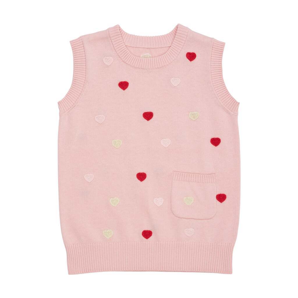 Copenhagen Colors Strik Vest med hjerter - Dusty Rose - 80 cm