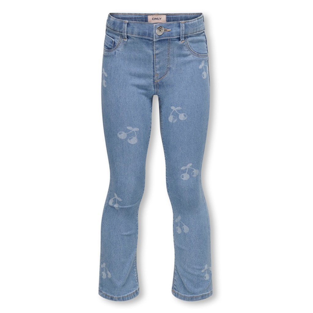 Only Mini Mila-Iris Flared Cherry Jeans - Light Blue Denim - 92 cm