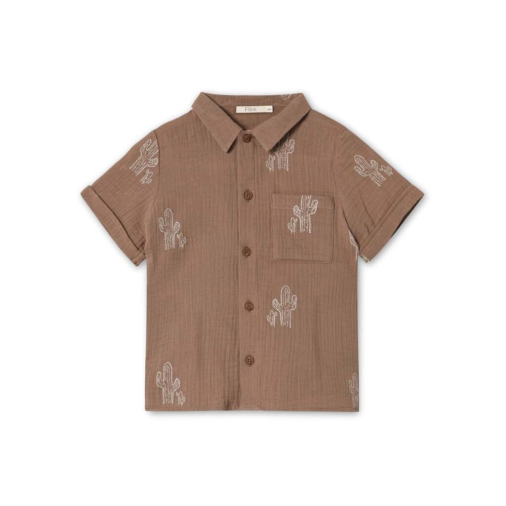 Fliink Hello SS Shirt - Pine Bark Cactus - 80 cm