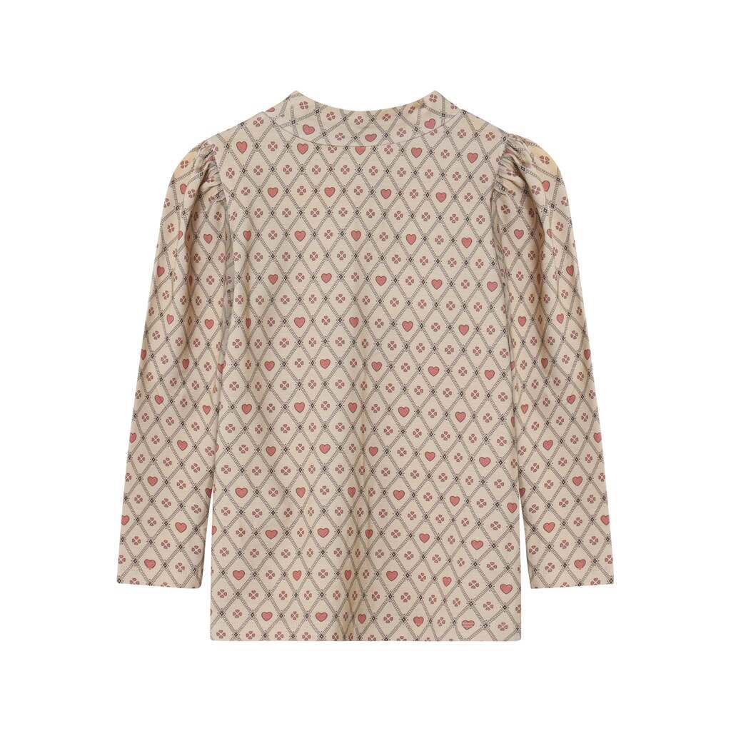 Fliink Kelly Heart Puff Bluse - Sandshell - 86 cm