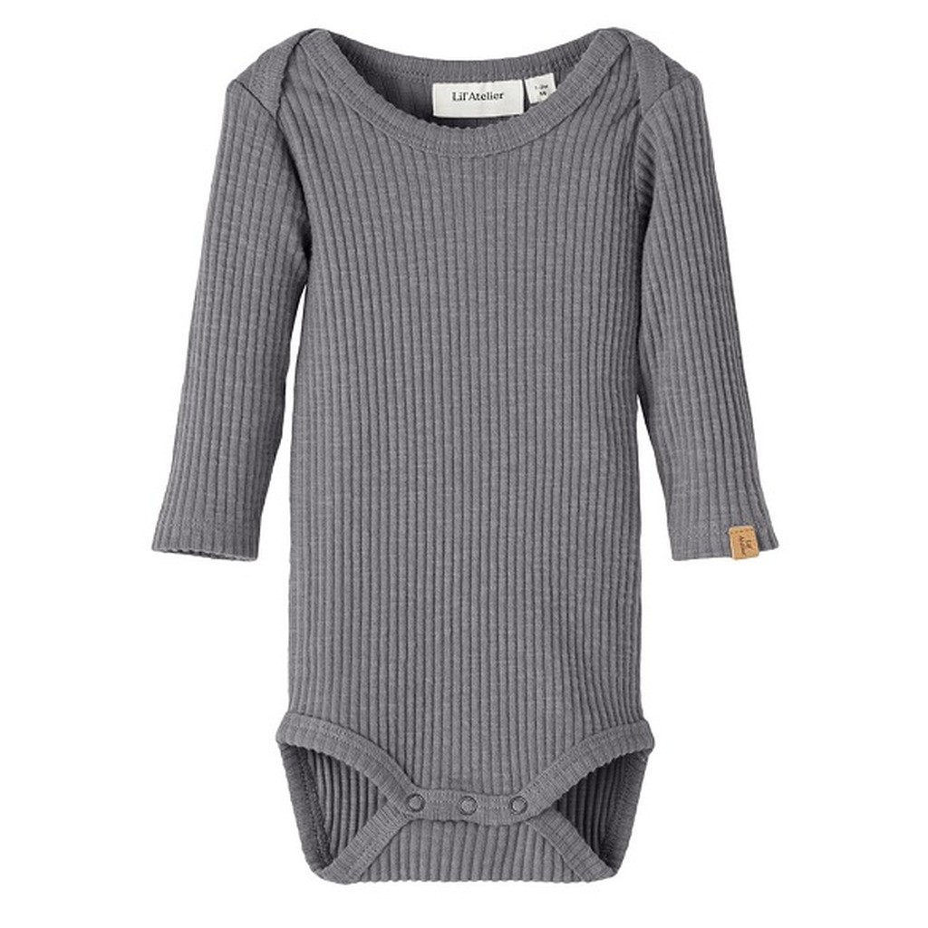 Lil Atelier Rajo Rib Slim LS Body - Silver Filigree - 56 cm