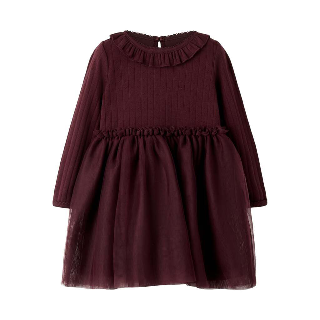 Lil Atelier Solange LS Tulle Dress - Catawba Grape - 92 cm