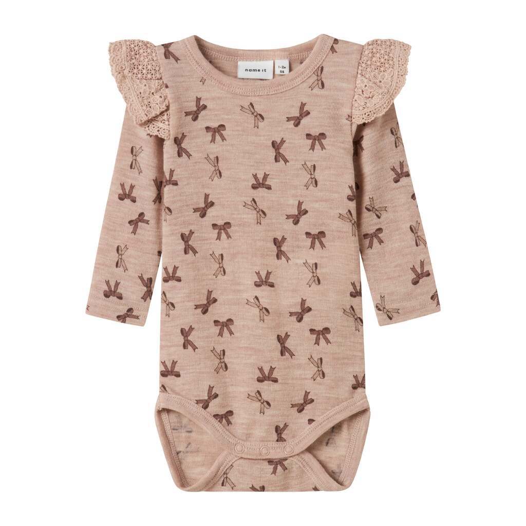 Name It Wang Wool Rib Body - Shadow Gray/Bow - 50 cm