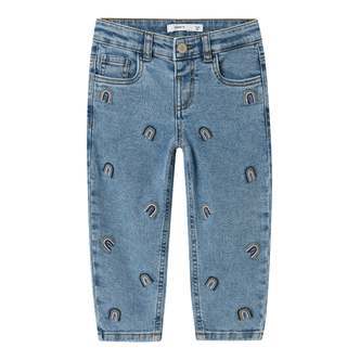 Name It Bella Mom Jeans - Blue Denim/Rainbow Embroidery - 80 cm